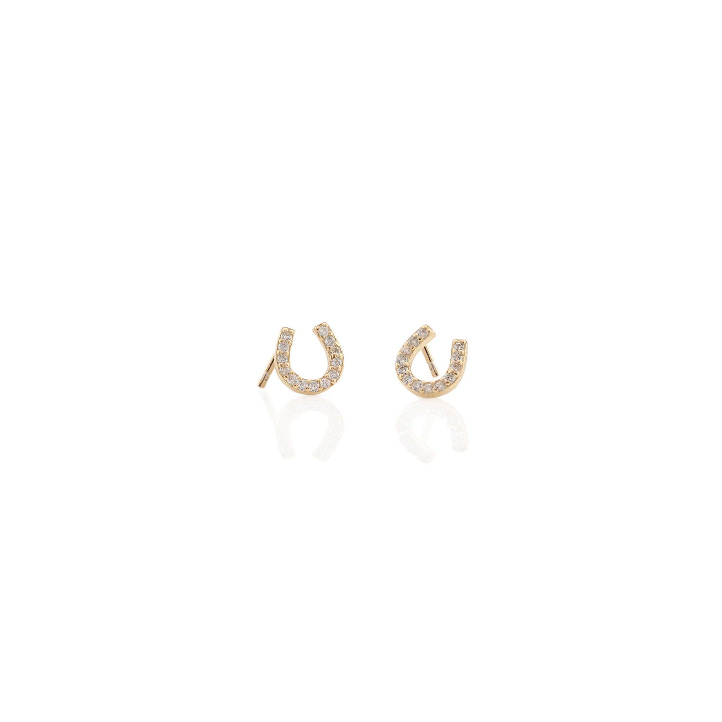 Horseshoe Crystal Stud Earrings: 18K Gold Vermeil