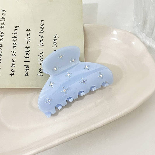 Solid Color Rhinestone Acetate Hair Claw DP25B942: Blue