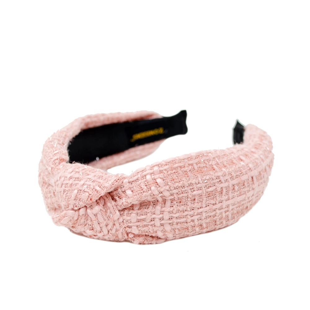 Classic Solid Tweed Knotted Headband | Pink