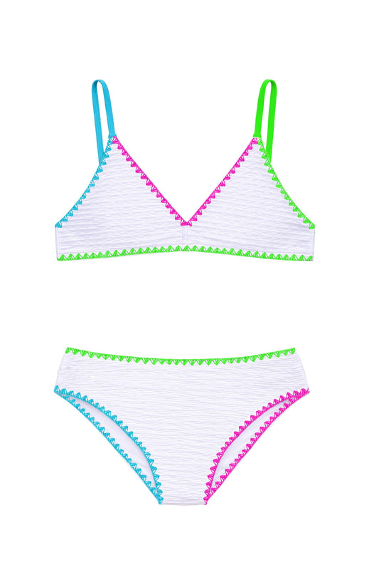 Limeapple Rani White Embroidered Bikini Swimsuit