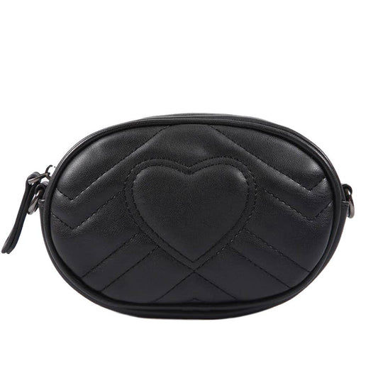 Leather Wave Heart Belt Bag | Black