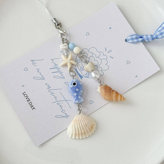 Coastal Cutie Charm – Shell & Starfish Keychain