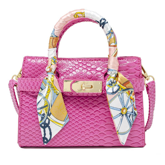 Crocodile Scarf Handbag | Hot Pink