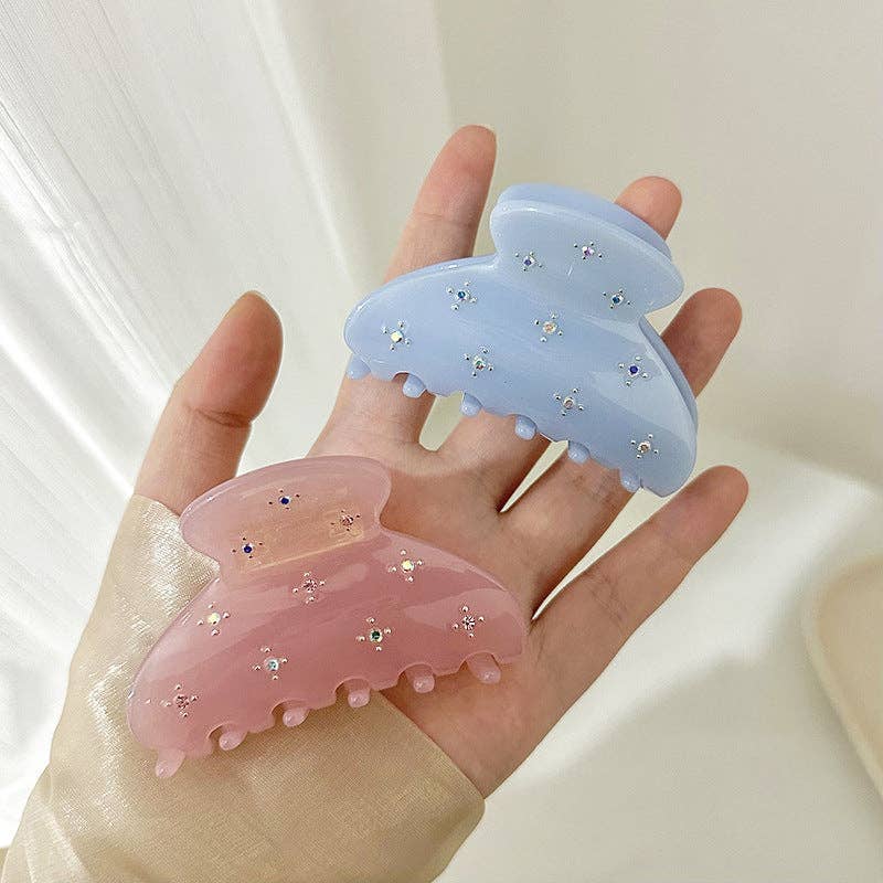 Solid Color Rhinestone Acetate Hair Claw DP25B942: Blue