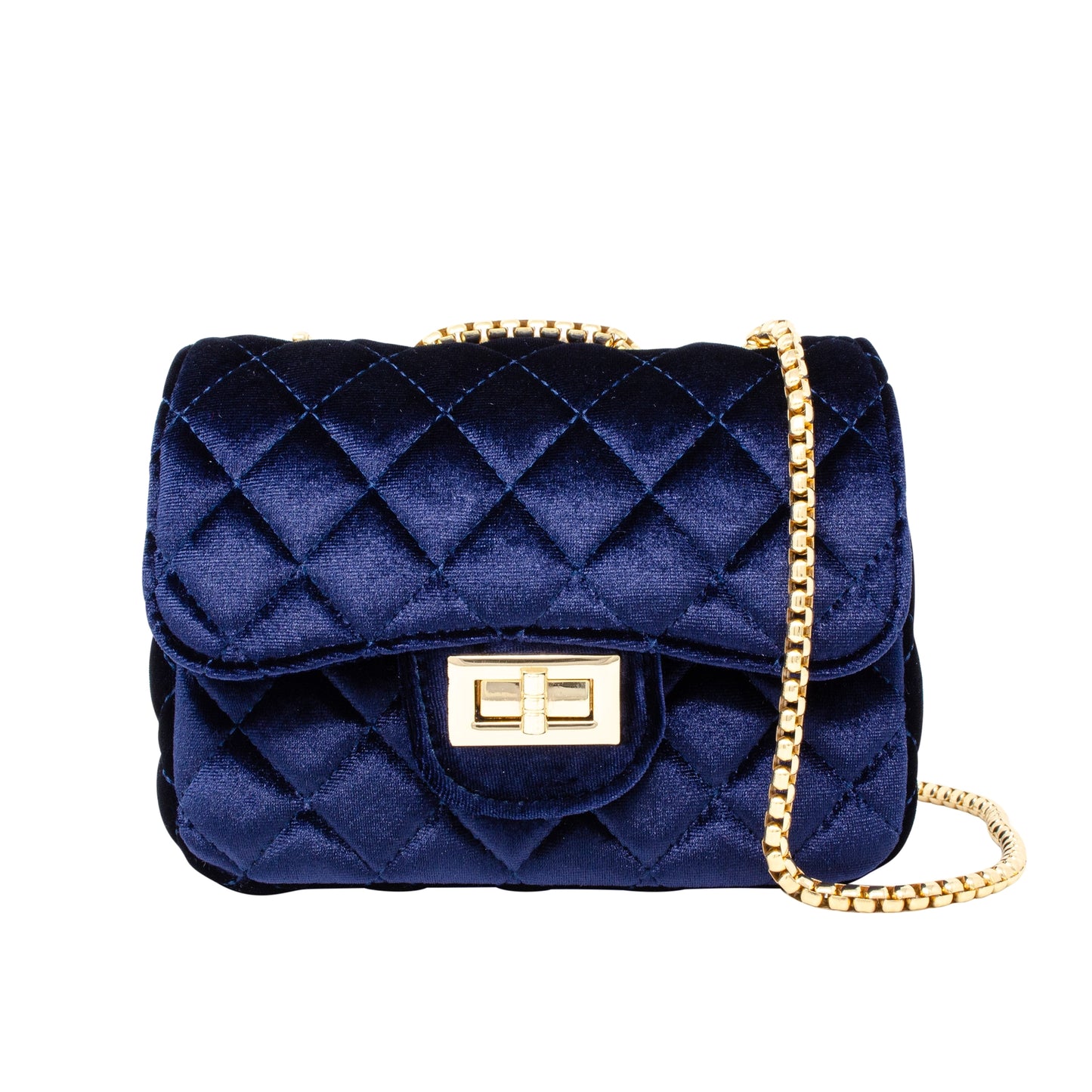 Classic Large Velvet Handbag | Navy