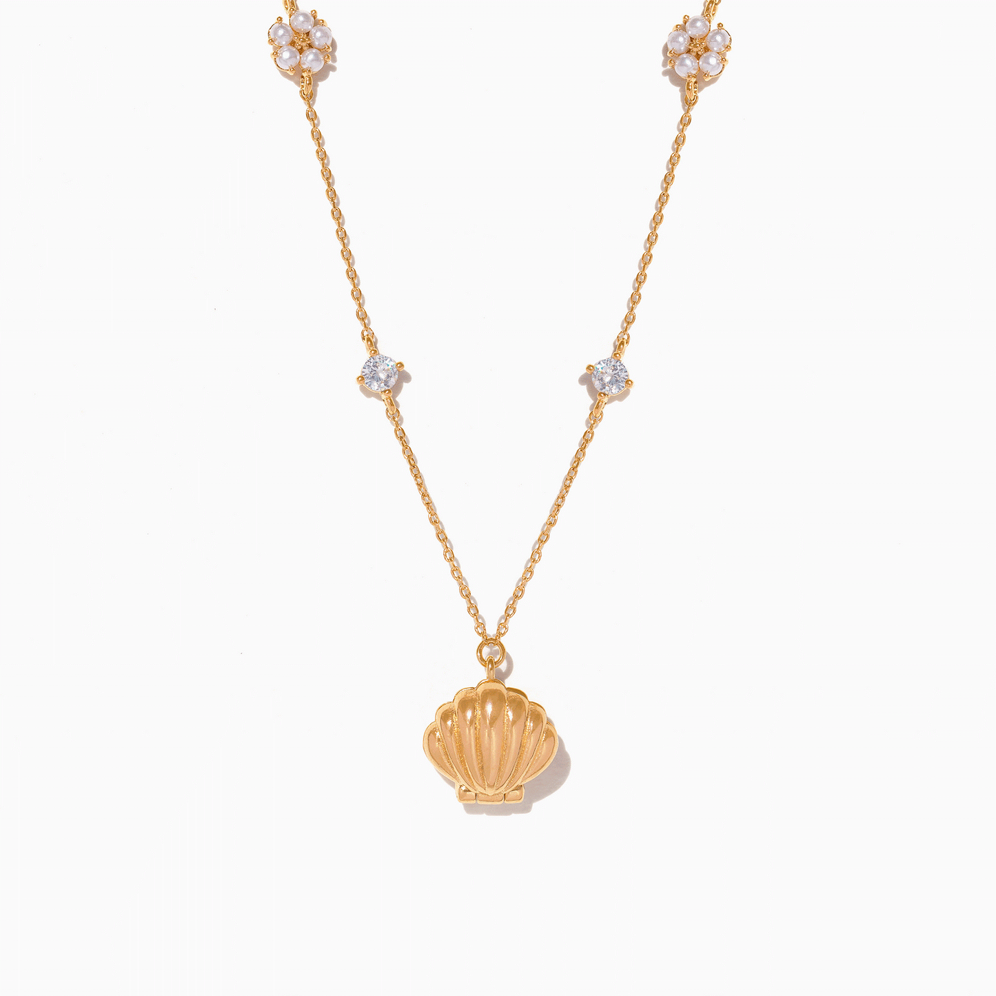 Hidden Pearl Shell Necklace — 18K Gold Plated Seashell with Pearl Surprise
