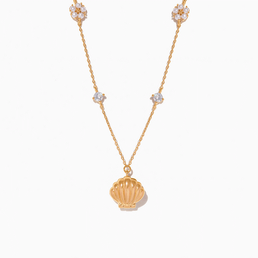 Hidden Pearl Shell Necklace — 18K Gold Plated Seashell with Pearl Surprise