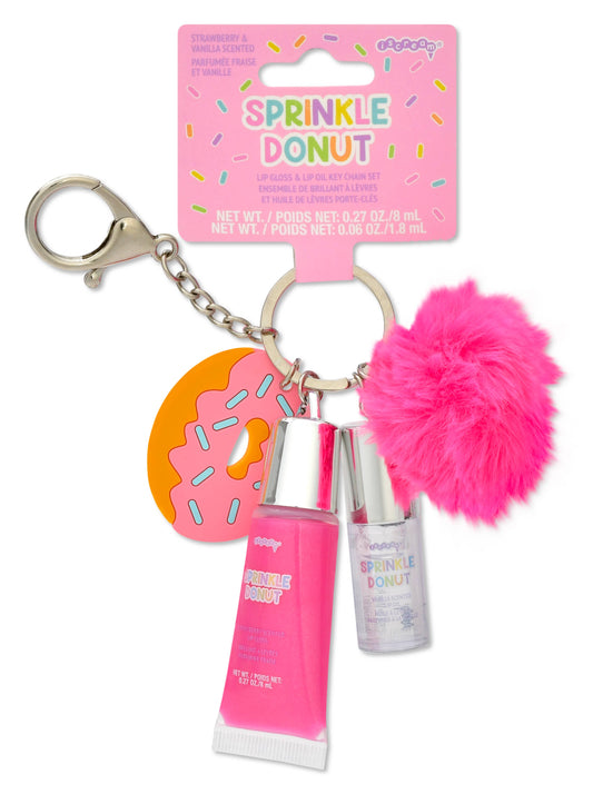 Iscream Donut Lip Gloss + Lip Oil Keychain