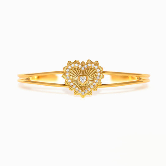 In the Name of Love Cuff Bracelet — 18K Gold Plated Heart with CZ Accents