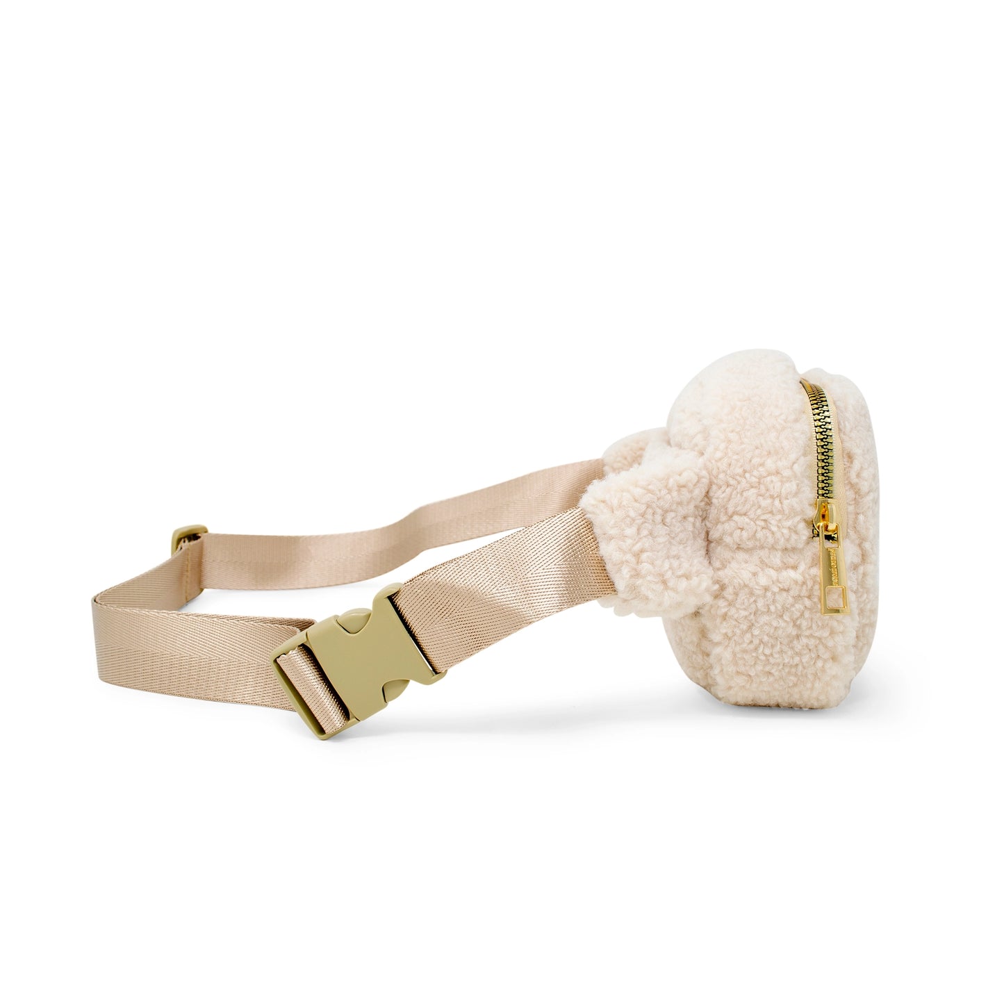 Fuzzy Belt Bag w/ Heart | Cream