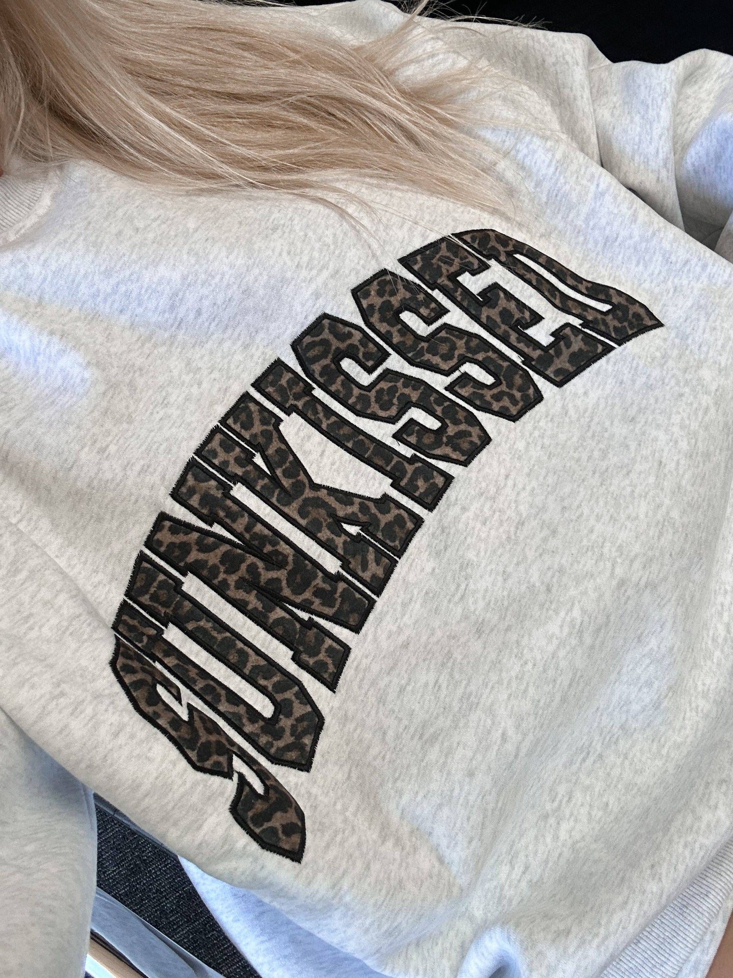 Sunkissed Coconut Pearl Grey Sunkissed Leopard Print Embroidered Sweatshirt