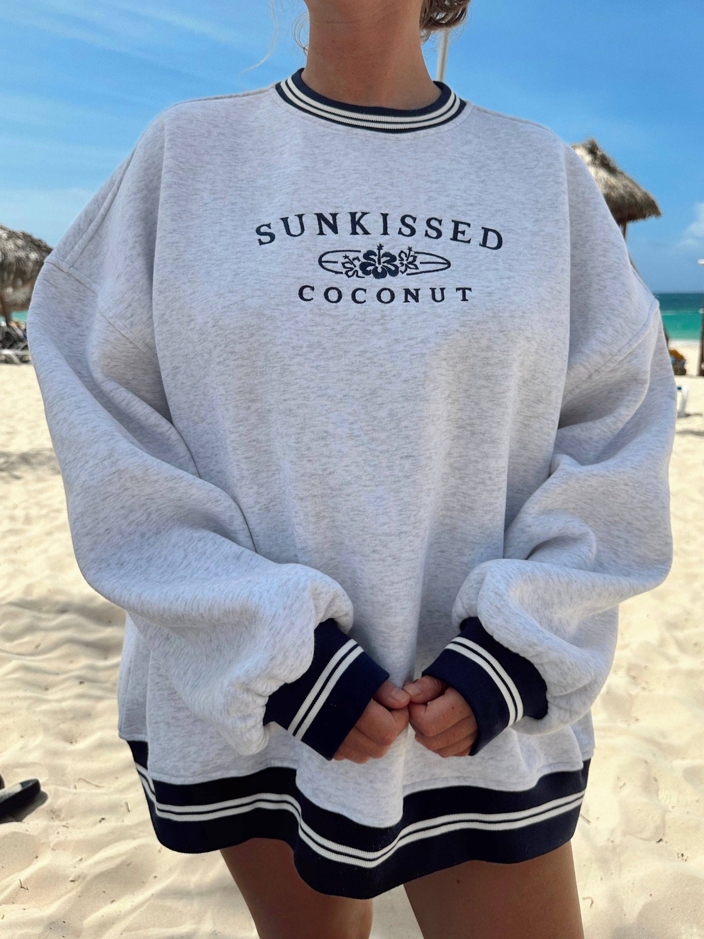 Sunkissed Coconut Preppy Crew Sweatshirt