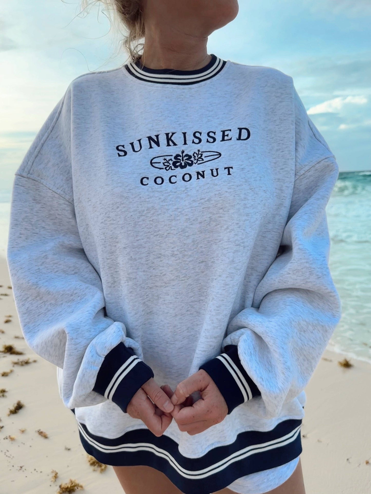 Sunkissed Coconut Preppy Crew Sweatshirt