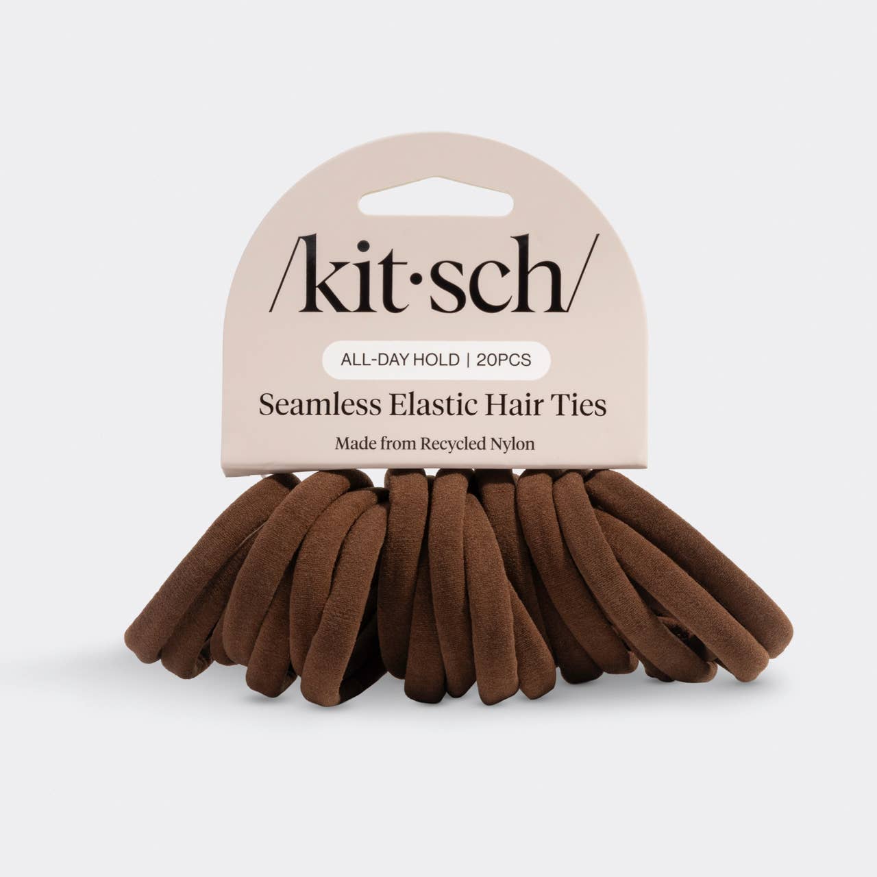 Kitsch Recycled Fabric Seamless Hair Elastics 20pc Set - Chocolate