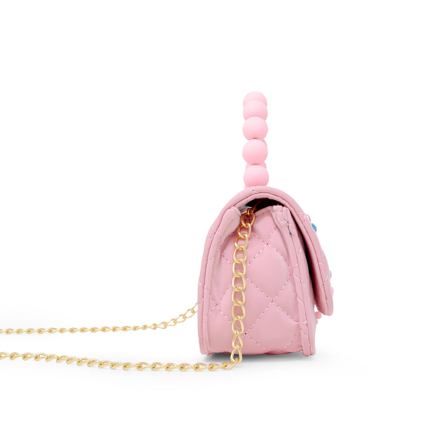 Pearl Handle Message Charm Handbag| Pink