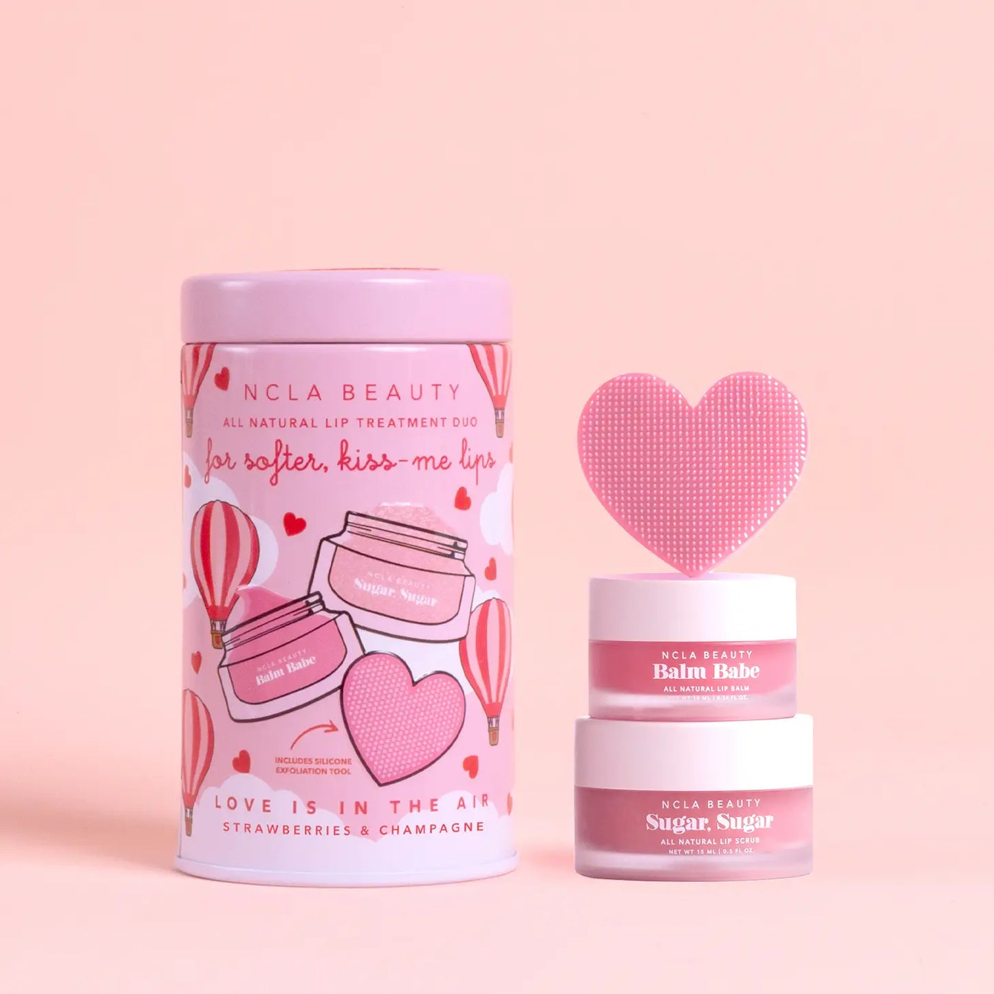 Love Is In The Air Lip Care Set + Lip Scrubber | Strawberries