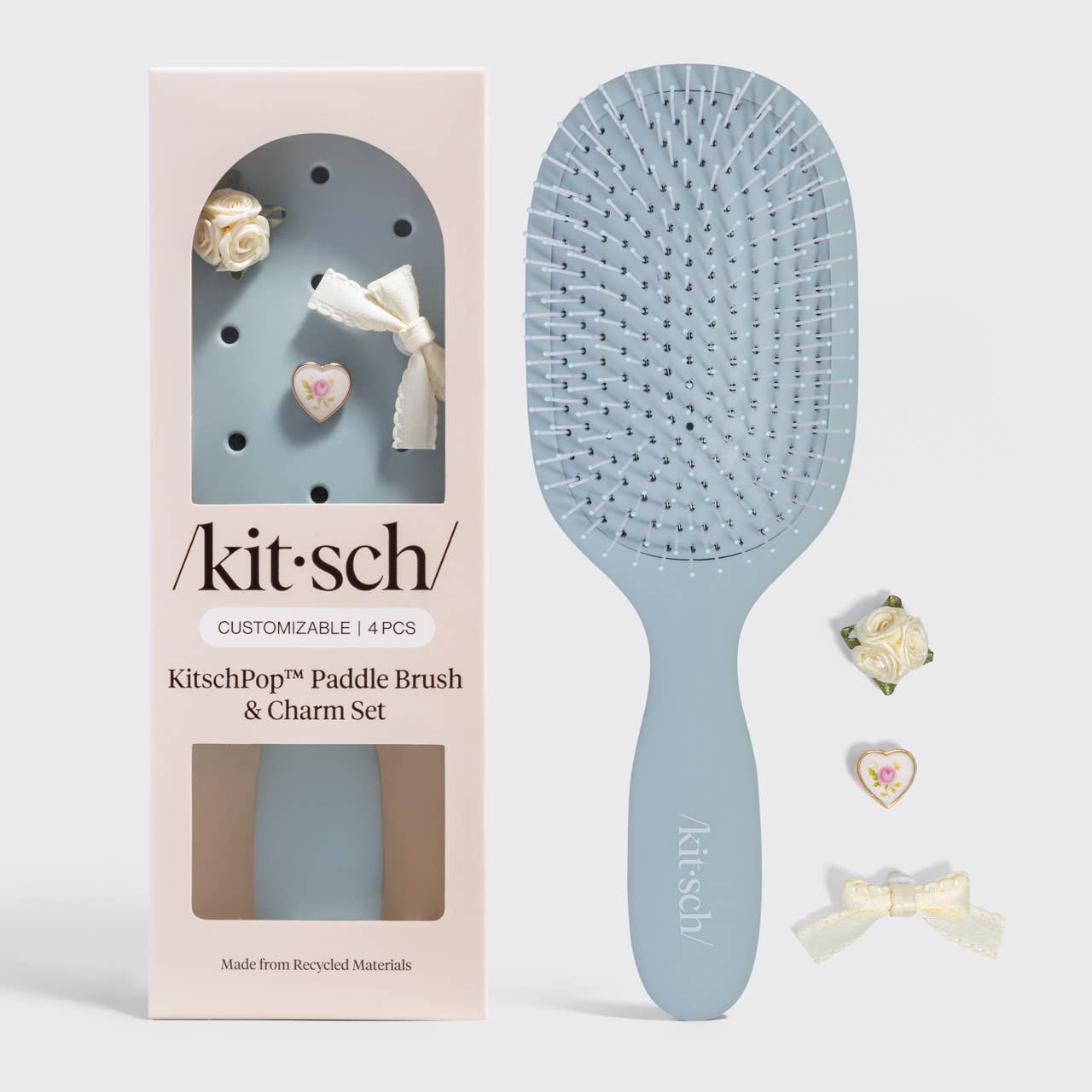 KitschPop™ Paddle Brush & Charm Set - Haze Blue