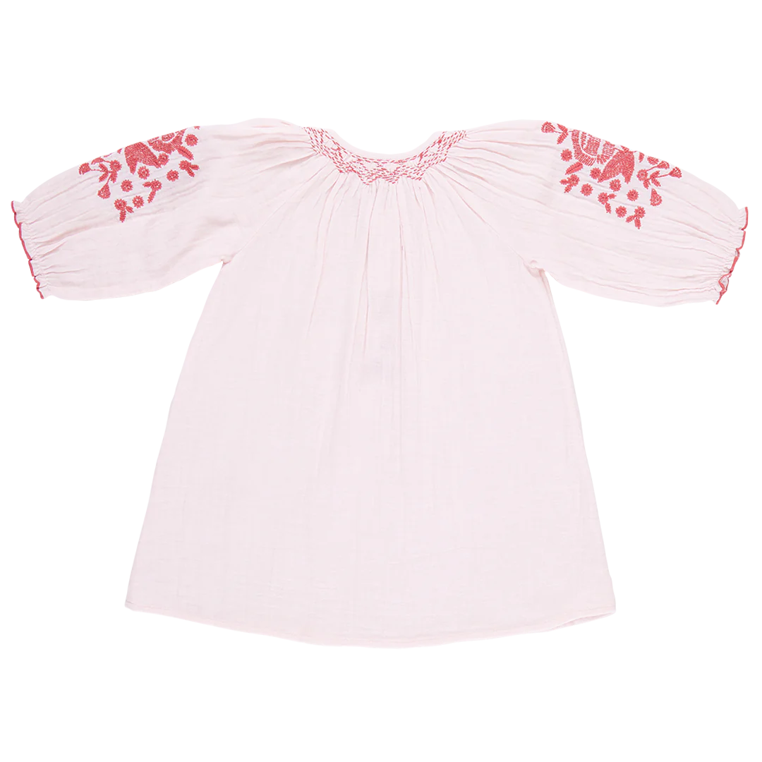 Pink Chicken Ava Embroidered Tunic Dress | Strawberry Cream