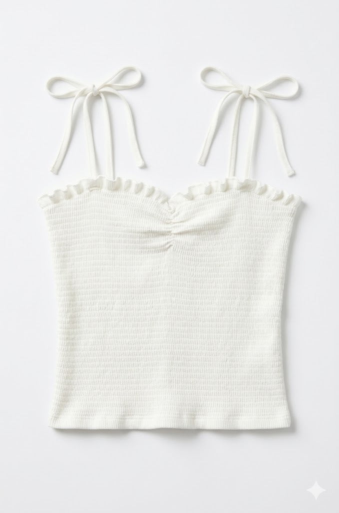 Theme NYC Georgia White Satin Smocked Top