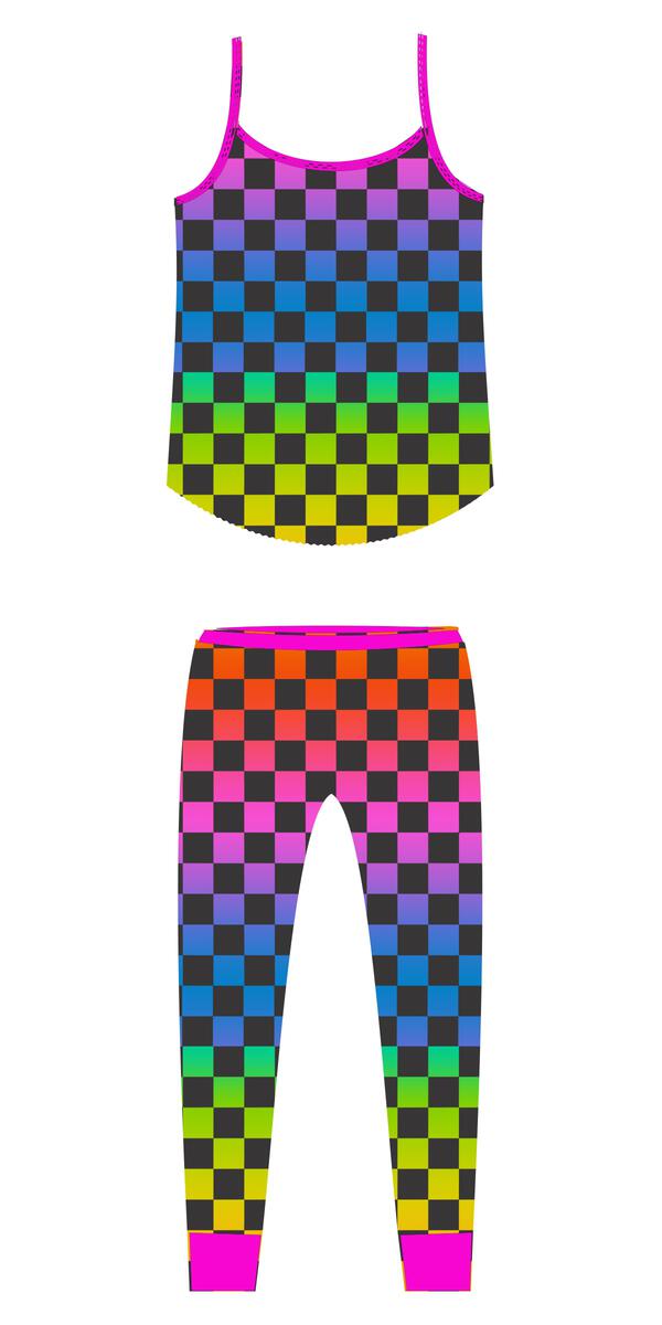 Rowdy Sprout Rainbow Checker Camisole Tank Set