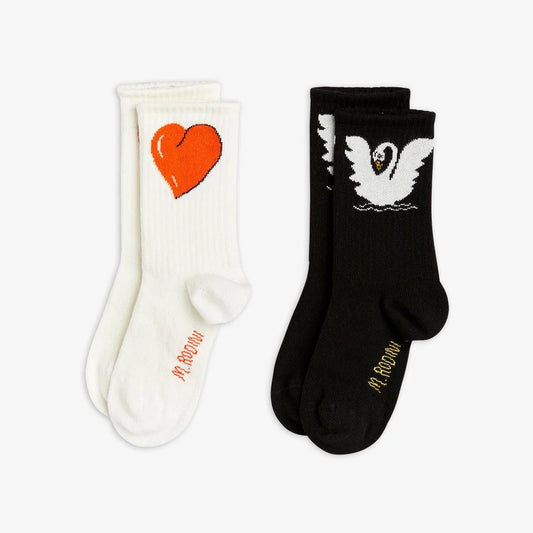 Mini Rodini 2-Pack Swan Socks