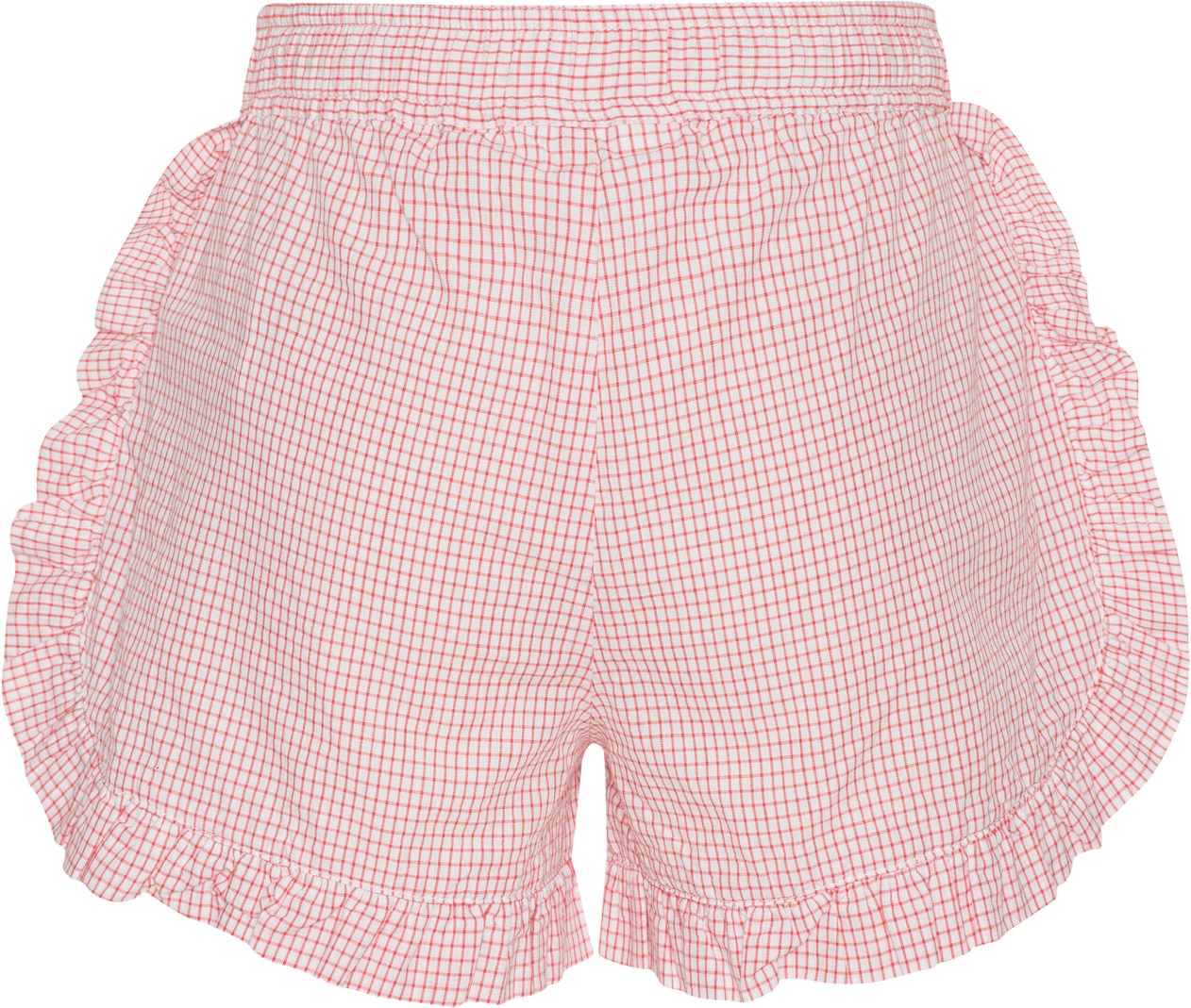 Molo Acacia Red Check Ruffle Shorts