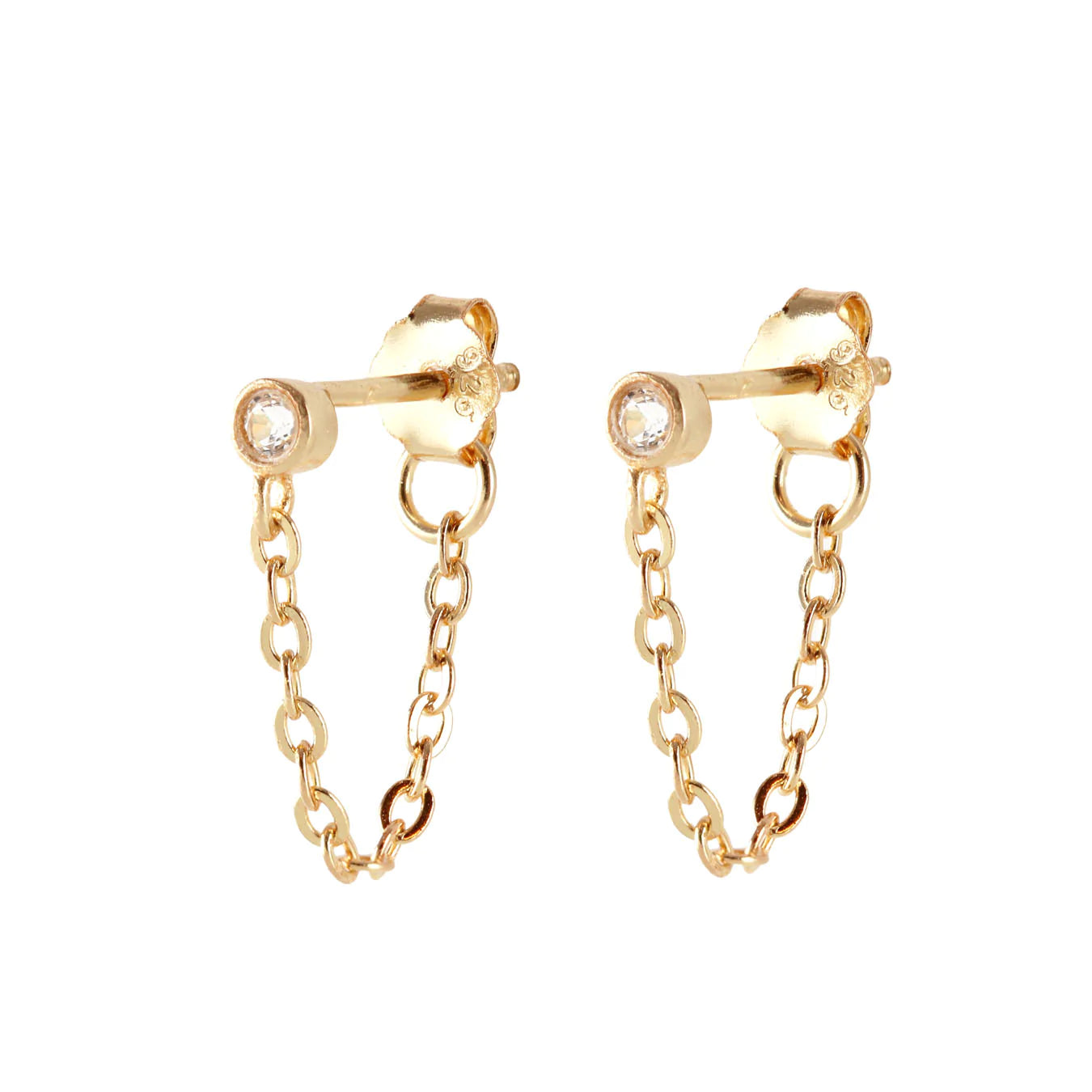 Kris Nations Chain Stud Earrings with White Topaz