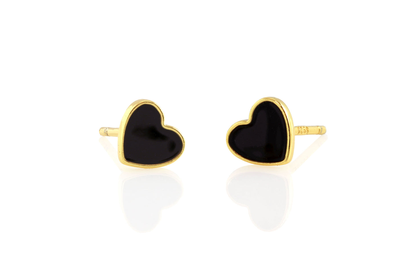 Kris Nations Petite Heart Enamel Stud Earrings - Black