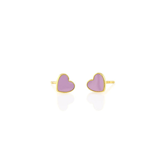 Kris Nations Petite Heart Enamel Stud Earrings - Peri