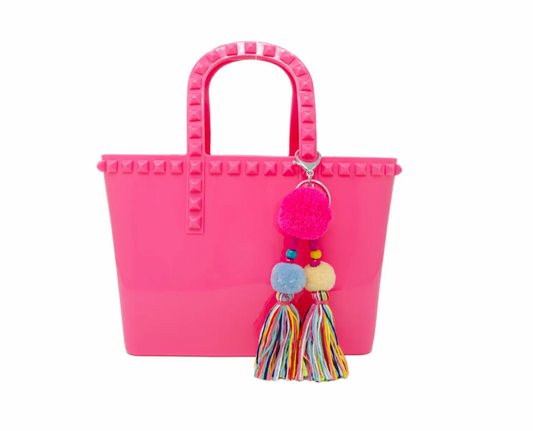 Jelly Stud Tote Bag - Hot Pink