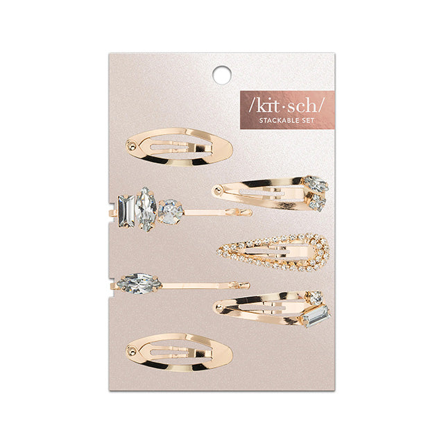 Kitsch Micro Stackable Snap Clips 7pc Set - Gold