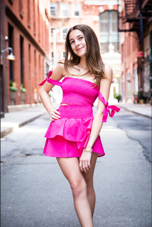 Theme NYC The Jules Smocked Tiered Skirt | Magenta